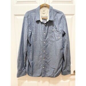 VANS Off The Wall Mens Button Long Sleeve Shirt Size XL Blue